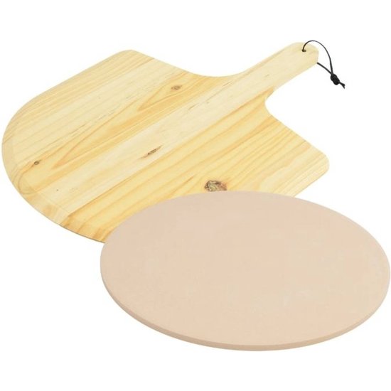 BBQ pizzasteen - barbecue steen 600 graden - ⌀33 met houten schep