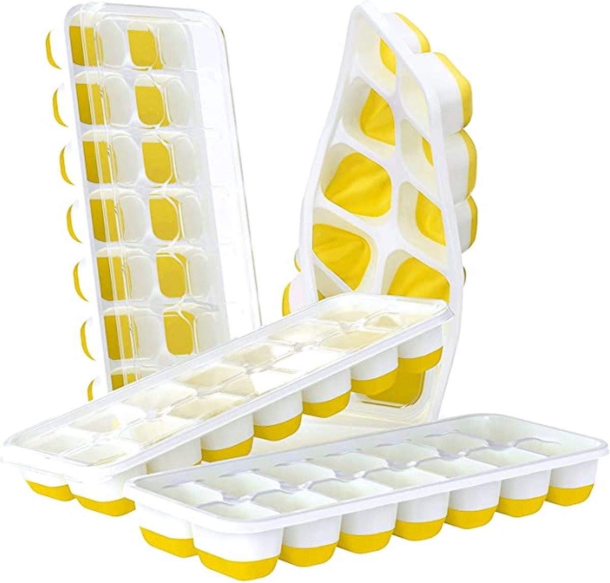 recept gangpad doel Ijsblokjes maker met deksel - Siliconen ijsblokjesvorm - BPA vrij - met  silicone bodem - 2 x Geel | Devoordeligedrogisterij.nl