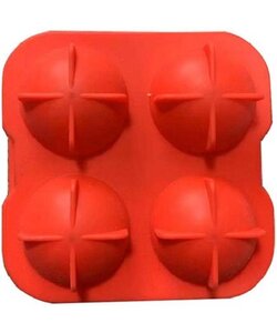 Siliconen IJsballenvorm - 4 ijsballen Ø 4,5cm - Whiskey ijsballen - Rood - 2 stuks