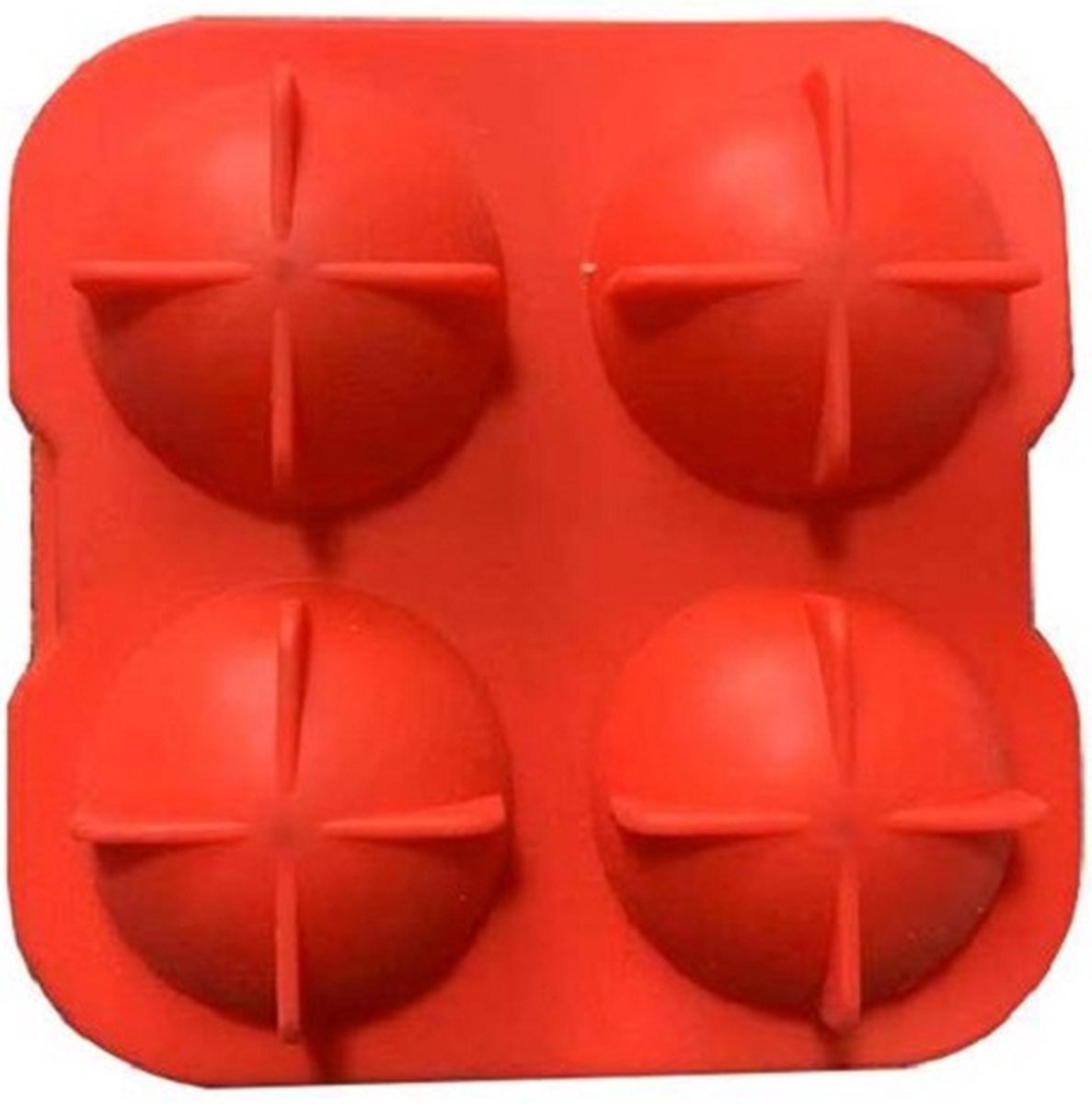 Siliconen IJsballenvorm - 4 ijsballen Ø 4,5cm - Whiskey ijsballen - Rood - stuks |