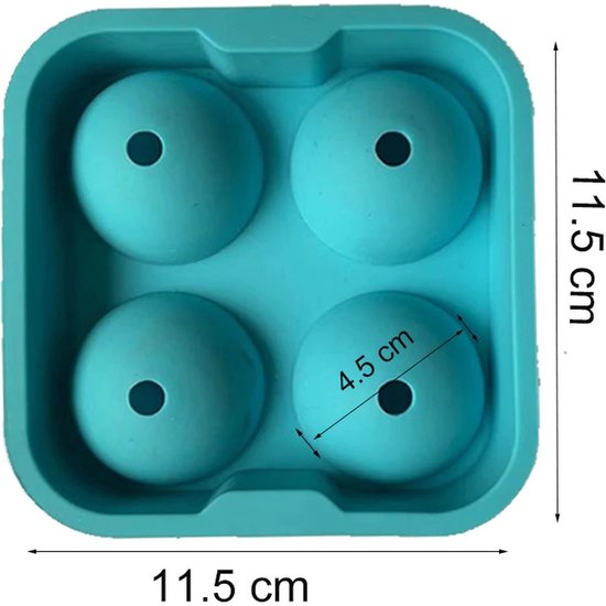 Siliconen IJsballenvorm - 4 ijsballen Ø 4,5cm - Whiskey ijsballen - Rood - 2 stuks