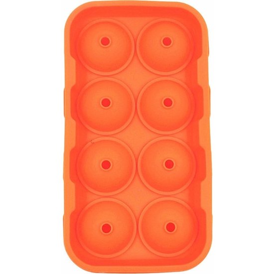 Siliconen IJsballenvorm - 8 ijsballen Ø 4,5cm - Whiskey ijsballen - oranje - 2stuks