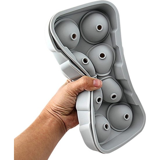 Siliconen IJsballenvorm - 8 ijsballen Ø 4,5cm - Whiskey ijsballen - oranje - 2stuks