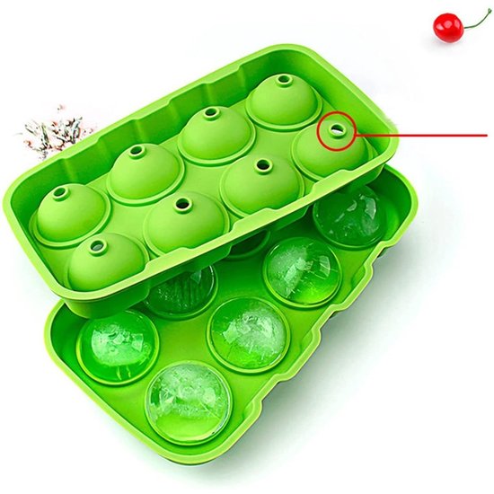 Siliconen IJsballenvorm - 8 ijsballen Ø 4,5cm - Whiskey ijsballen - oranje - 2stuks