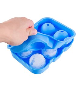 Siliconen IJsballenvorm - 6 ijsballen Ø 4 cm  - Whiskey ijsballen - Blauw - 2 STUKS