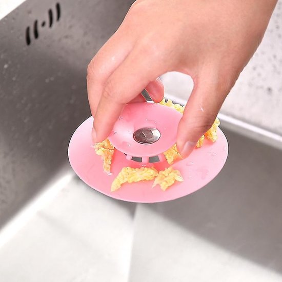 Silicone Afvoerstop - Afvoerplug - Wasbak Keuken Douche - Gootsteenzeef Roze