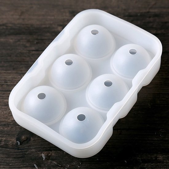 Siliconen IJsballenvorm - 6 ijsballen Ø 4 cm  - Whiskey ijsballen - Wit - 2 STUKS