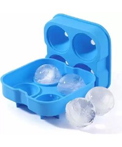 Siliconen IJsballenvorm - 4 ijsballen Ø 4,5cm - Whiskey ijsballen - Lichtblauw - 2  STUKS