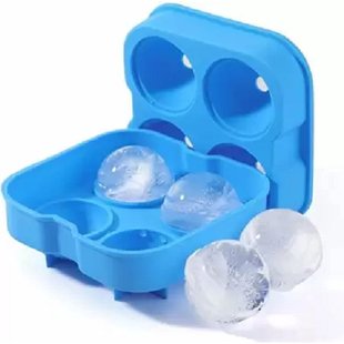 Siliconen IJsballenvorm - 4 ijsballen Ø 4,5cm - Whiskey ijsballen - Lichtblauw - 2  STUKS