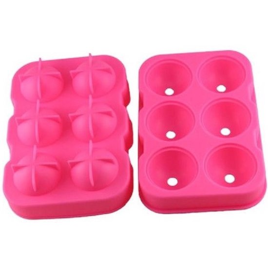 Siliconen IJsballenvorm - 6 ijsballen Ø 4 cm  - Whiskey ijsballen - Roze - 2 STUKS