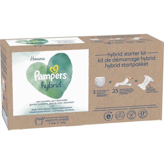 Pampers Pampers Harmonie Hybrid - Startpakket - Wasbare Luiers Voor Baby’s - 3 wasbare luiers + 25 toplagen