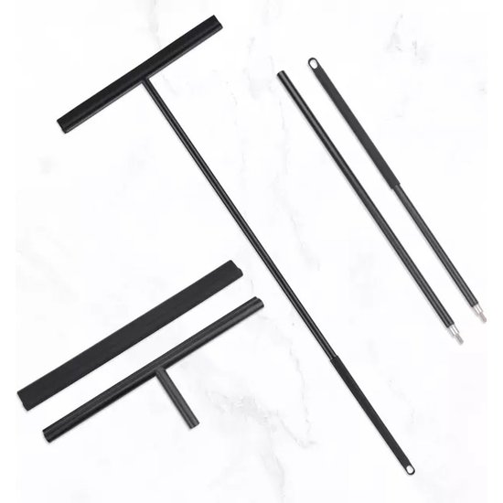 Vloertrekker - Trekker douche - Douchewisser - Badkamertrekker - Mat Zwart - Met Ophanghaak