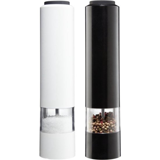 Igoods IGOODS keramiek Elektrische pepermolen en zoutmolen - Pepermolen - Zoutmolen - 2 Stuks- zwart en wit
