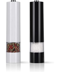 IGOODS keramiek Elektrische pepermolen en zoutmolen - Pepermolen - Zoutmolen - 2 Stuks- zwart en wit
