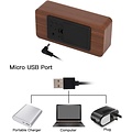 Digitale LED - wekker met houten design - Tijd / Temperatuur / Datum / Wekker - Geactiveerd door aanraking of geluid - met USB-kabel