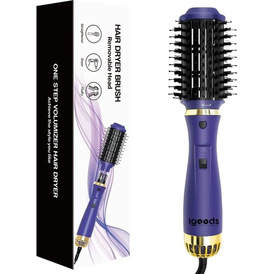 Igoods Igoods 4-in-1 Föhnborstel - Keramische Haarborstel - Lang/Kort/Stijl/Krullen - 1200W - Zwart