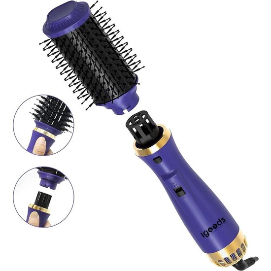 Igoods Igoods 4-in-1 Föhnborstel - Keramische Haarborstel - Lang/Kort/Stijl/Krullen - 1200W - Zwart