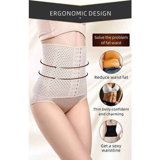 Igoods Igoods Waist Trainer Corset - Dames Buikriem - L / 62.5-70kg- Lichte Kleur - Verstelbare Postpartum Buikband - Dames Latex Shape Wear - Kort Bovenlichaam - Ademend