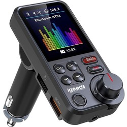 Bluetooth FM Transmitter - 170 ° Rotatie Auto Radio Adapter - met 1,8-inch kleurenscherm - handsfree bellen - Ondersteunt QC3.0 Opladen, Treble en Bass Sound Muziekspeler