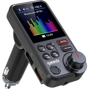 Bluetooth FM Transmitter - 170 ° Rotatie Auto Radio Adapter - met 1,8-inch kleurenscherm - handsfree bellen - Ondersteunt QC3.0 Opladen, Treble en Bass Sound Muziekspeler