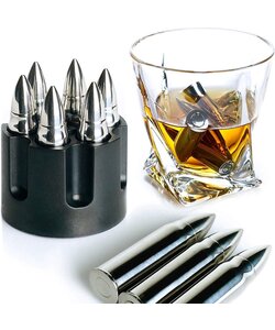 Igoods Whiskey Stenen - Herbruikbare IJsblokjes - Whisky Stones - Kogelvormen - 6 Stuks