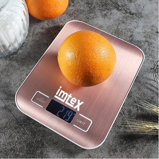 Imtex Imtex Digitale Precisie Keukenweegschaal - Tot 5000 gram (5kg) - RVS Rosé