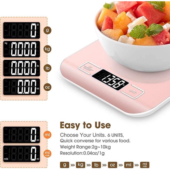 Imtex Imtex Digitale Precisie Keukenweegschaal - Tot 5000 gram (5kg) - RVS Rosé