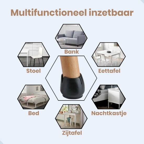 Igoods Igoods 24x Stoelpoot beschermers - Doppen - Zwart
