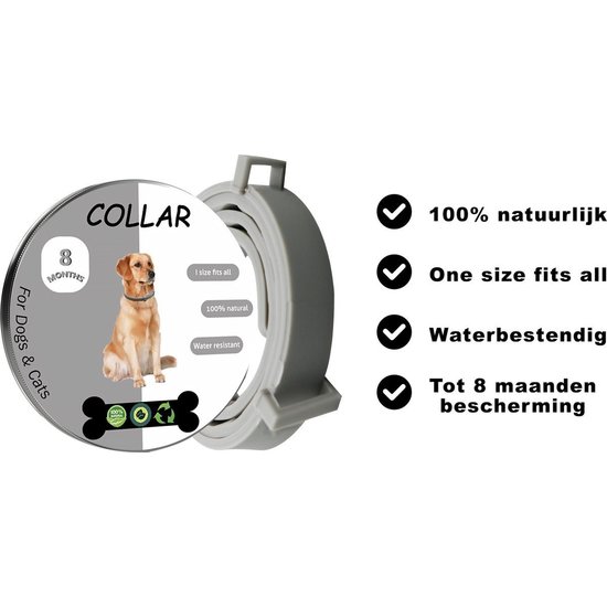 Vlooienband hond - Vlooienband kat - Grijs