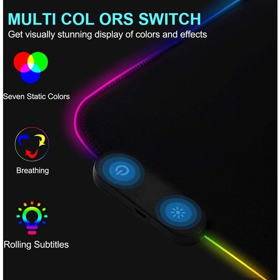 Igoods Igoods Gaming Muismat XXL - RGB LED Verlichting - Anti-Slip