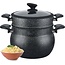 Royalty Line Royalty Line Couscous Pan - Stoompan - 11 Liter - Rijst en Groentestomer - Multisteamer Voor Alle Warmtebronnen - Aluminium - Met Glazen Deksel - Zwart