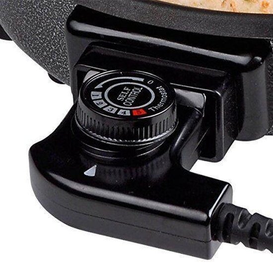 Royalty Line Royalty Line®  Elektrische Hapjespan XXL - 1500W - Ø42cm - Partypan -  Met Glazen Deksel en Anti-Aanbaklaag - 5 Regelbare Warmteniveaus - Zwart