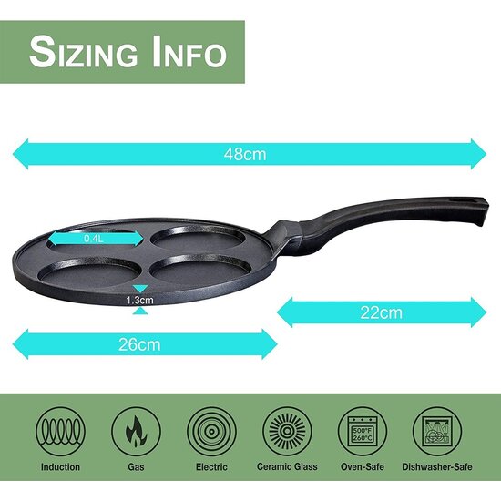 Pancake pannenkoekenpan 4 kop marmeren anti aanbaklaag