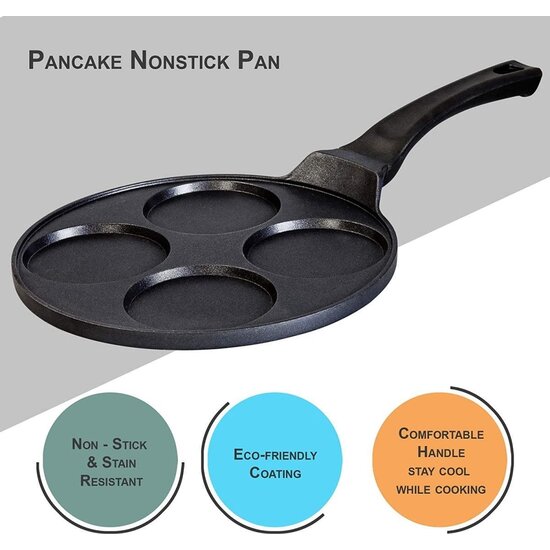 Pancake pannenkoekenpan 4 kop marmeren anti aanbaklaag