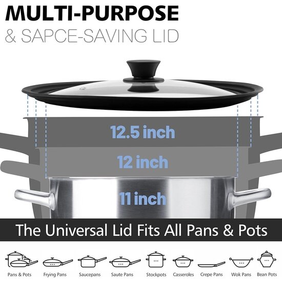 Royalty Line Royalty Line® FS3M Steelpannen Inductie - 4 Delig Steelpan Set Met Universeel Siliconen Deksel - Ø 16/18/20 cm - Antiaanbaklaag - Pannenset Voor Alle Warmtebronnen - Silver