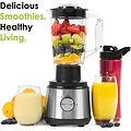 Royalty Line Royalty Line 4 in 1 Slowjuicer - Blender / Hakmolen / Koffiemolen - Sapcentrifuge voor Groenten & Fruit - Juicer met 1 Liter Sapbeker en 2 Liter Pulpreservoir -  3 Snelheden - 1000W  - Zilver