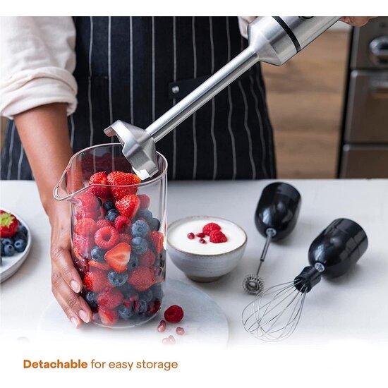 Royalty Line Royalty Line Staafmixer - 3 in 1 Staafmixer Set - 800W - RVS - Hakmolen - Blender - Garde Met Snelheidsinstellingen