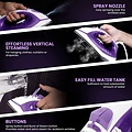 Royalty Line Royalty Line Stoom Strijkijzer Steam Iron - Paars - 2300 Watt - paars