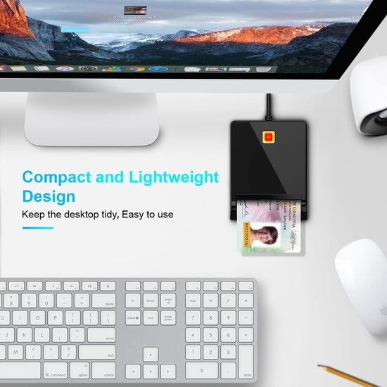 Igoods Igoods USB ID Kaartlezer - USB 3.0 Kaartlezer - Smartkaart Lezer - ID Card Reader - Credit Card Lezer - Zwart
