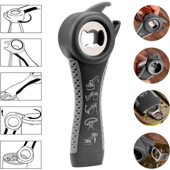 Igoods Igoods Flesopener - 5-in-1 Multi Flesopener - Blikopener - Dopopener - Met Handvat