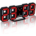 Igoods Igoods Digitale Tafelklok - Led Wekker Klok - Digitale 3D Wekker - Moderne Bureauklok - Met Temperatuurmeter - Zwart/Rood