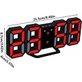Igoods Igoods Digitale Tafelklok - Led Wekker Klok - Digitale 3D Wekker - Moderne Bureauklok - Met Temperatuurmeter - Zwart/Rood