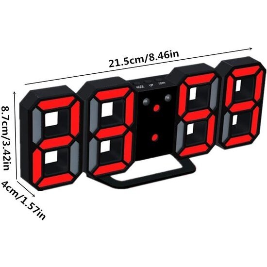 Igoods Igoods Digitale Tafelklok - Led Wekker Klok - Digitale 3D Wekker - Moderne Bureauklok - Met Temperatuurmeter - Zwart/Rood