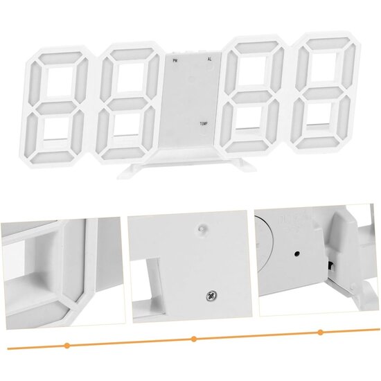 Igoods Igoods Digitale Tafelklok - Led Wekker Klok - Digitale 3D Wekker - Moderne Bureauklok - Met Temperatuurmeter - Wit