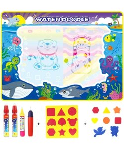 Igoods speelmat 110 x 80 cm - Tekenmat Met 4 Magic Pennen & Stempelset - Aqua Magic Doodle Mat voor Kinderen - Speelgoed Cadeau voor 3 tm 8 Jaar