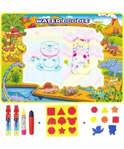 Igoods speelmat 110 x 80 cm - Tekenmat Met 4 Magic Pennen & Stempelset - Aqua Magic Doodle Mat voor Kinderen - Speelgoed Cadeau voor 3 tm 8 Jaar