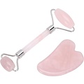 Igoods Igoods Massage Set - Rose Quartz Roller en Steen - Gezichtsmassage - Facial Roller - Schraper - Roze