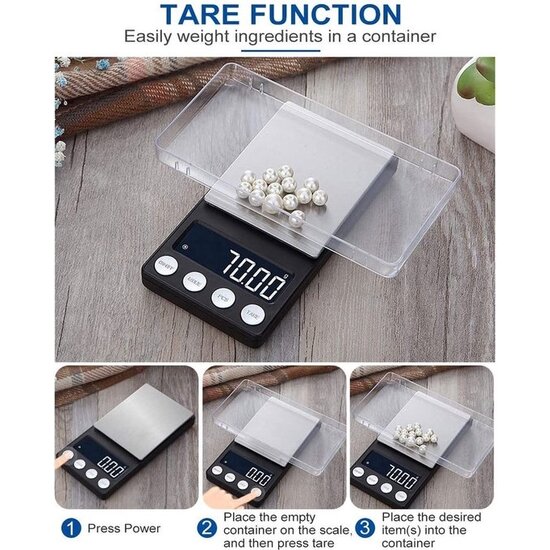 Imtex Imtex Digitale Precisie Keukenweegschaal - 1000 g / 0,1 g - Van 0,1 tot 1000 gram - Pocket Mini Scale - Batterij - Zwart