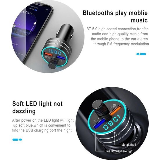 Igoods Igoods FM Transmitter - Bluetooth Transmitter Auto - Bluetooth Receiver - MP3 Speler - Handsfree Bellen - USB 3.0 - Bluetooth 5.0