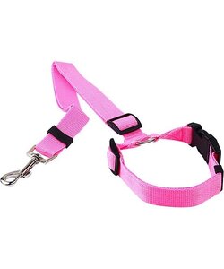 Igoods Hondengordel - 2-in1 Hondenriem - Veiligheidsgordel - Verstelbaar - Nylon - Roze